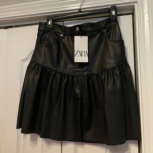 Zara faux black mini skirt!